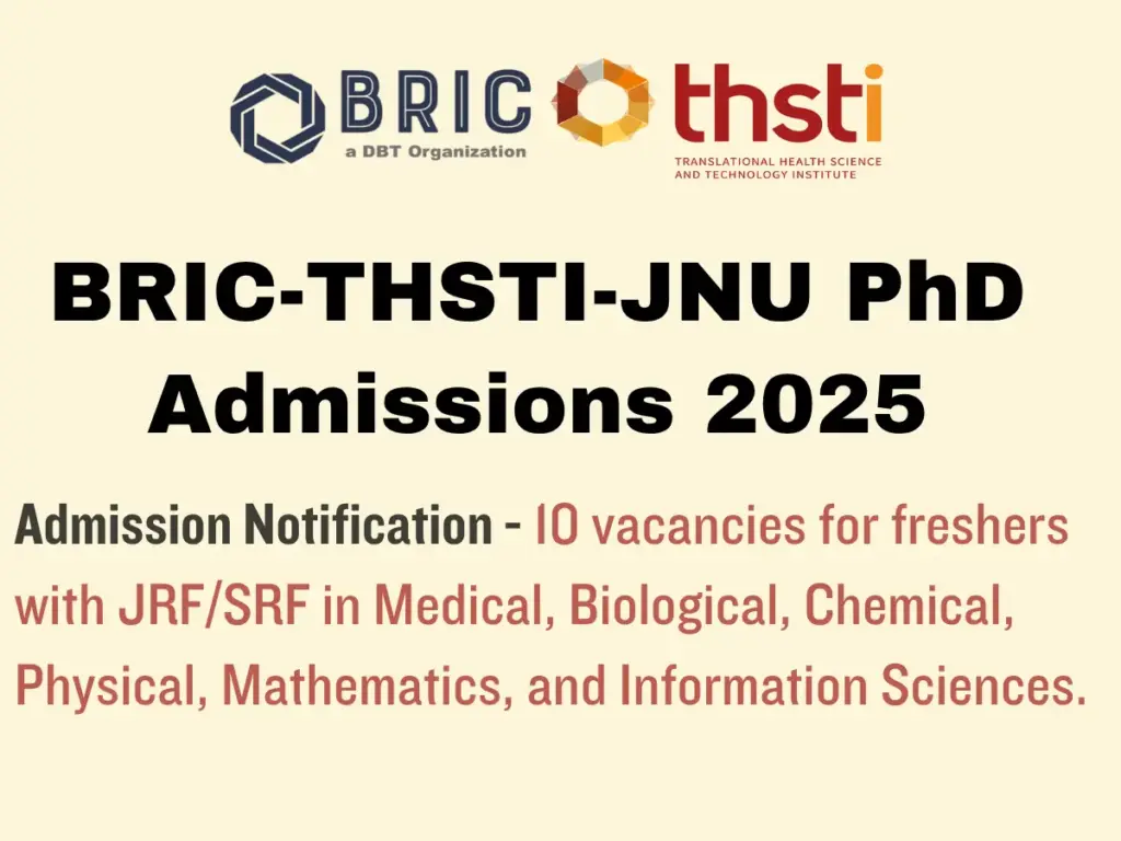 BRIC-THSTI-JNU PhD Admissions 2025 1 BRIC-THSTI-JNU PhD Admissions 2025