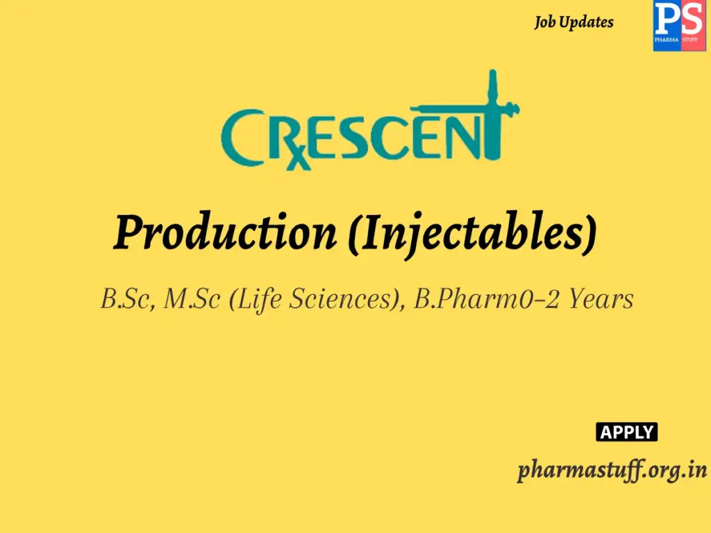 Crescent Labs Hiring Production (Injectables) 1 Crescent Labs Hiring Production (Injectables)