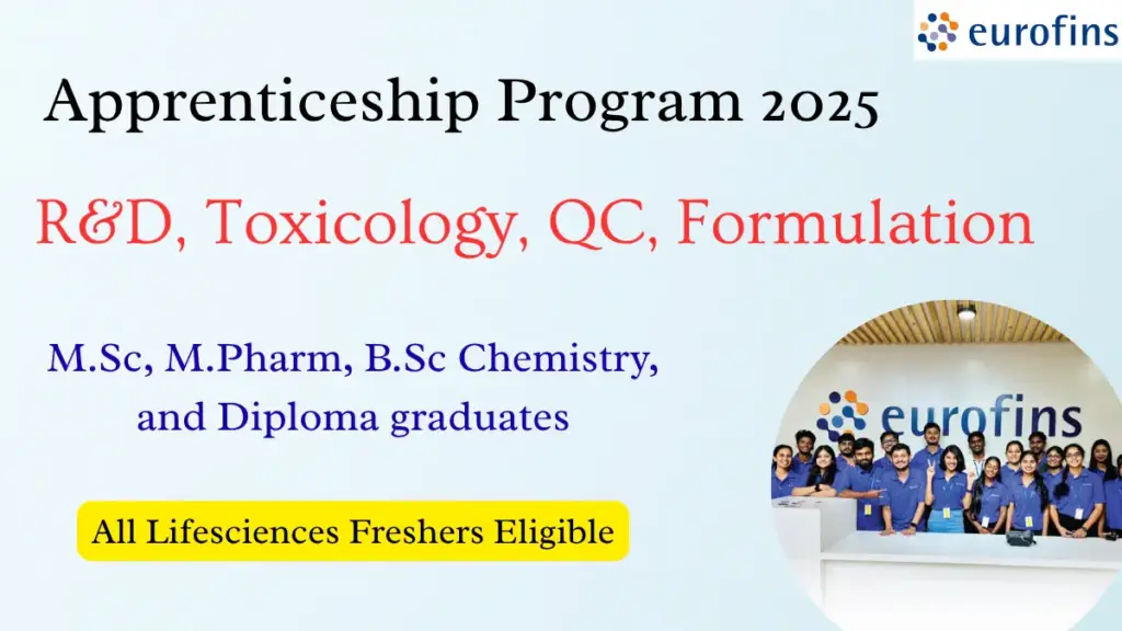 Eurofins Advinus Apprenticeship Program 2025 for M.Sc, M.Pharm, B.Sc & Diploma Graduates