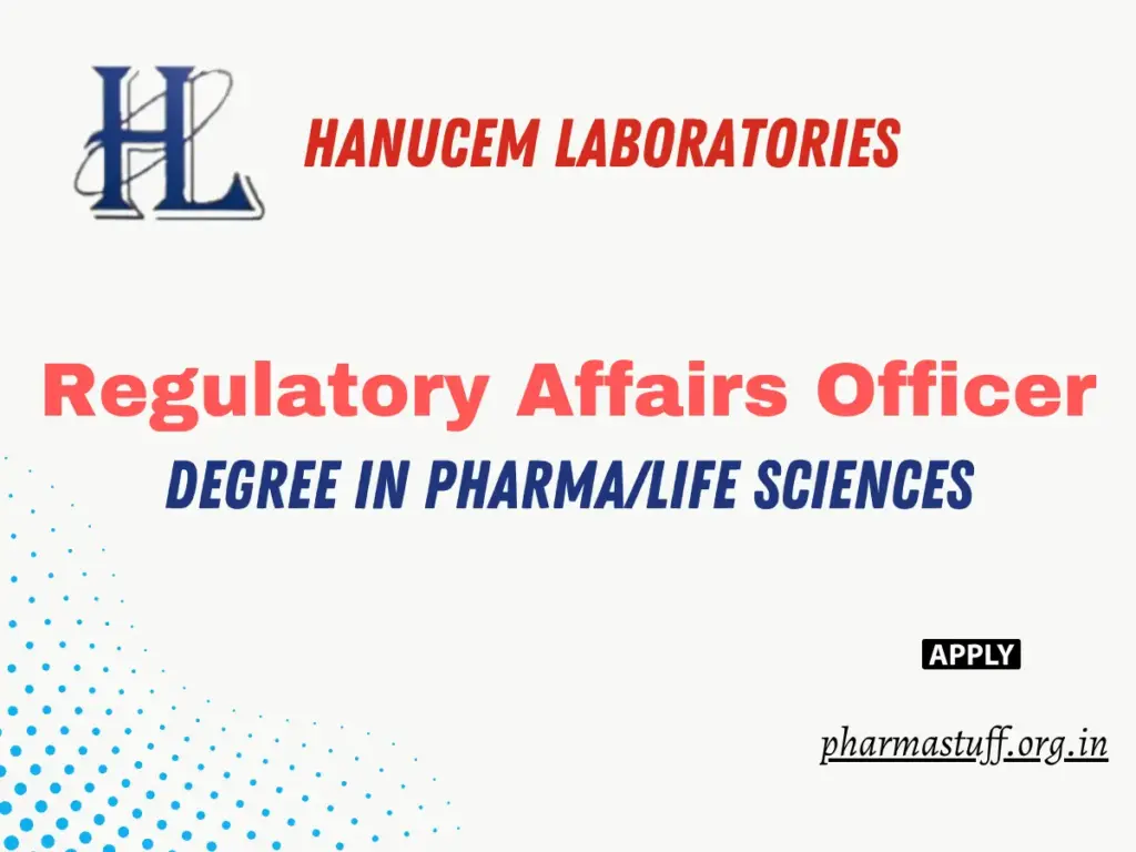 Regulatory Affairs Officer Jobs at Hanucem Laboratories 1 Hanucem Laboratories Regulatory Affairs Officer Jobs