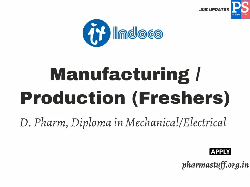 Indoco Remedies Hiring Manufacturing / Production (Freshers) 1 Indoco Remedies Hiring Manufacturing / Production (Freshers)
