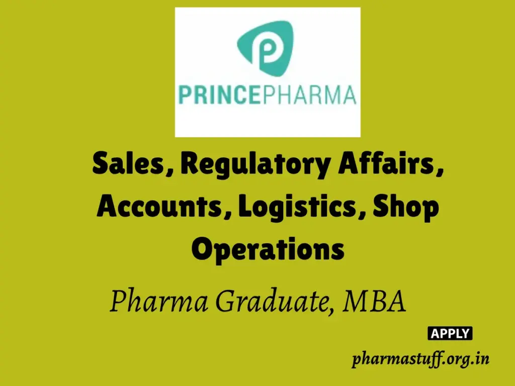 Prince Pharma Hiring Sales, Regulatory Affairs, Accounts, Logistics, Shop Operations 1 Prince Pharma SARL Sales, Regulatory Affairs, Accounts, Logistics, Shop Operations