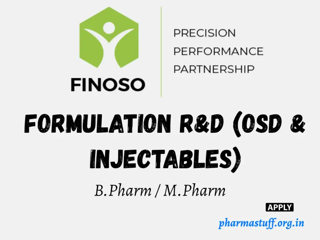 Formulation R&D Jobs at Finoso Pharma – Freshers & Experienced 1 Formulation R&D Jobs at Finoso Pharma – Freshers & Experienced