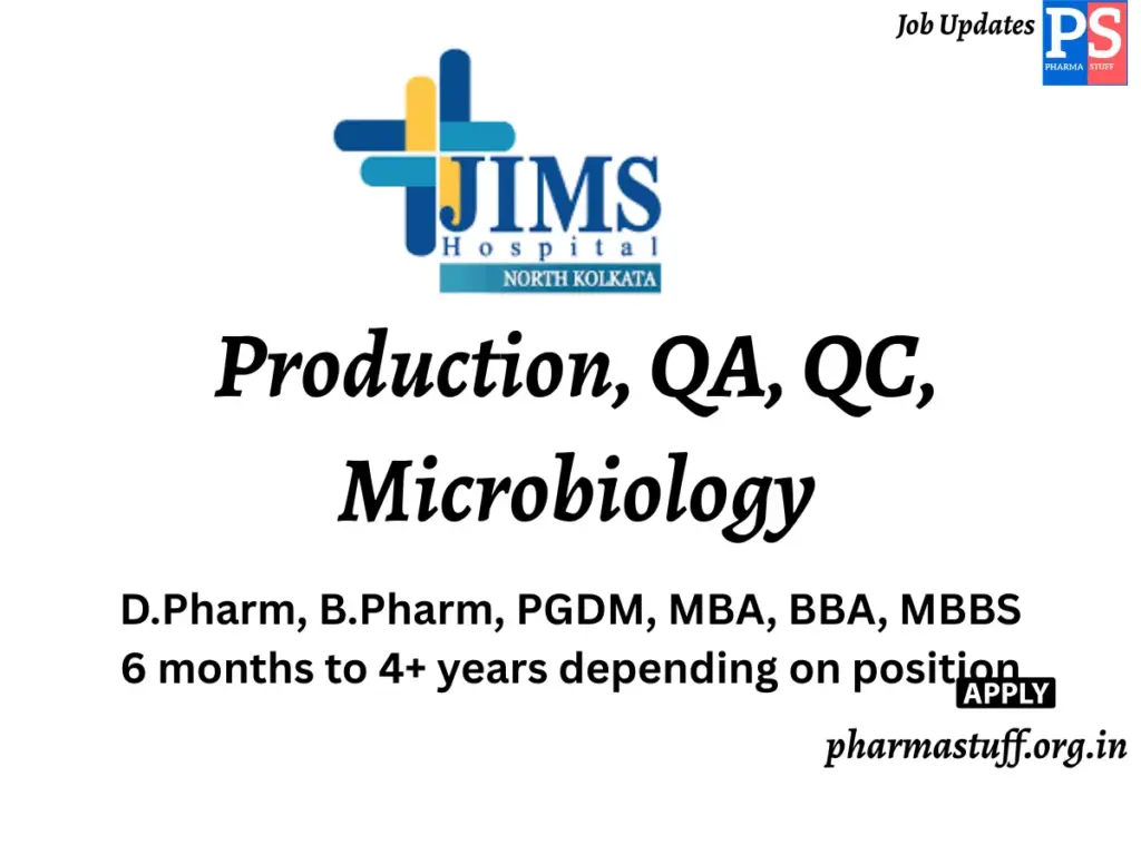 JIMS Hospital North Kolkata Hiring Pharmacy, Human Resources, Medical Services