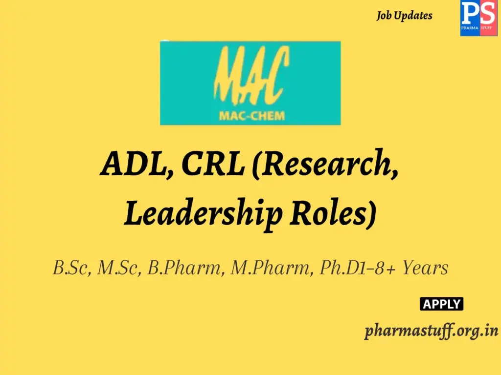 MAC-CHEM Products India Hieing ADL, CRL (Research, Leadership Roles) 1 MAC-CHEM Products India Hieing ADL, CRL (Research, Leadership Roles)