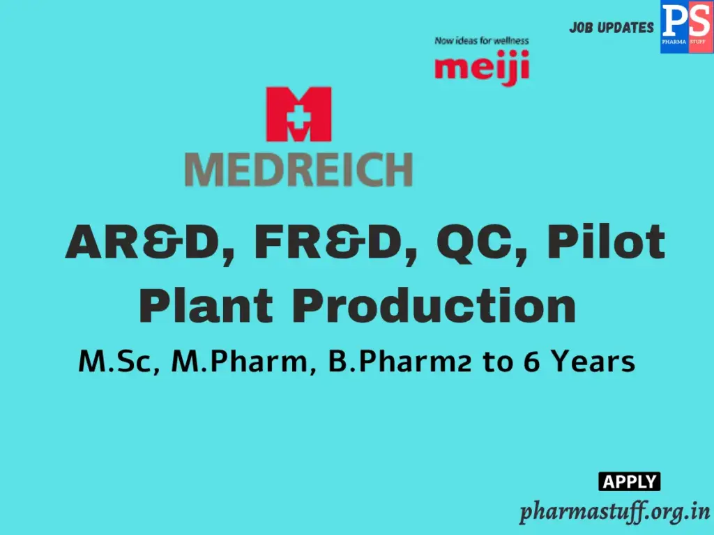 Medreich Walk-In AR&D, FR&D, QC, Pilot Plant Production 1 Medreich Walk-In AR&D, FR&D, QC, Pilot Plant Production