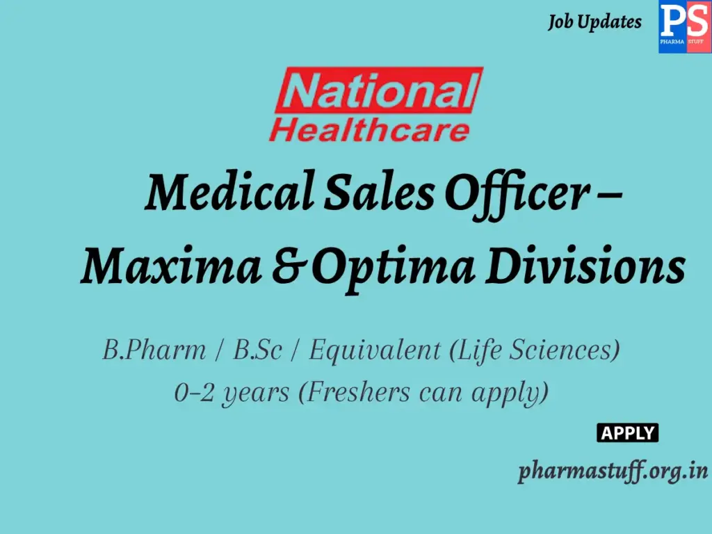 National Healthcare Hiring Current Vacancies Medical Sales Officer – Maxima & Optima Divisions 1 National Healthcare Hiring Current Vacancies Medical Sales Officer – Maxima & Optima Divisions