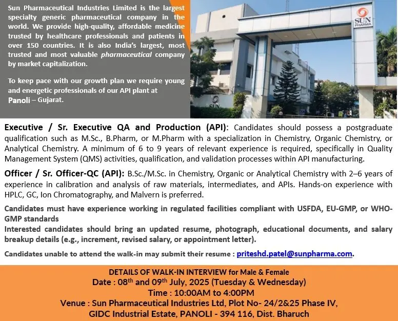 Sun Pharmaceutical Industries Walk-in Drive for qa, qc, Production 3 Sun Pharmaceutical Industries Ltd., Panoli Walk-in Drive for qa, qc