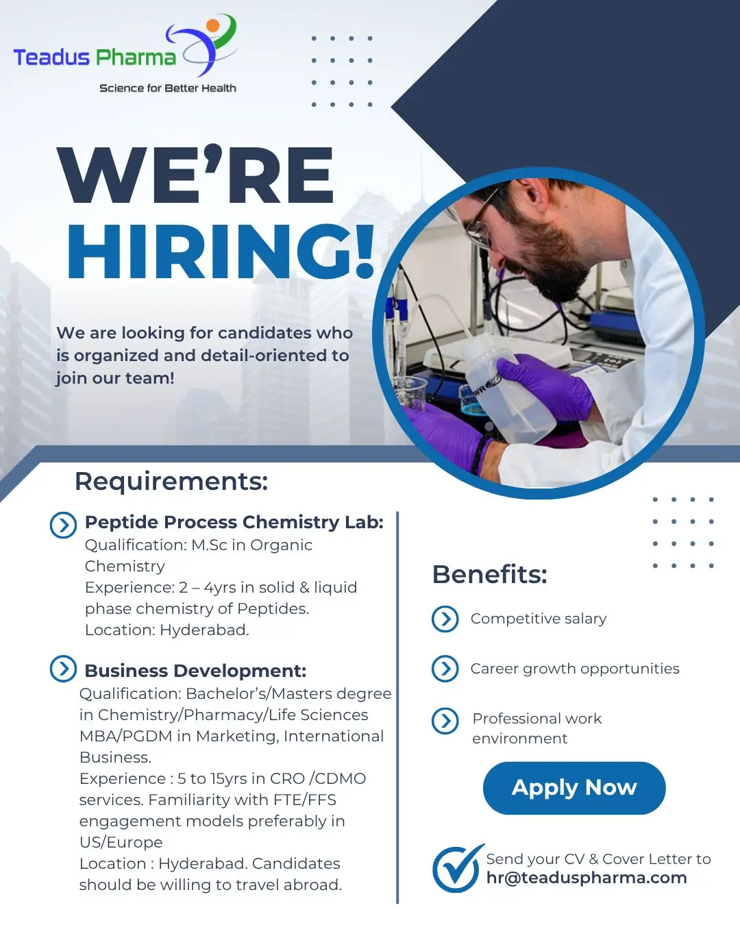 Teadus Pharma Hiring Peptide Process Chemistry, Business Development 2 Teadus Pharma Hiring Peptide Process Chemistry, Business Development