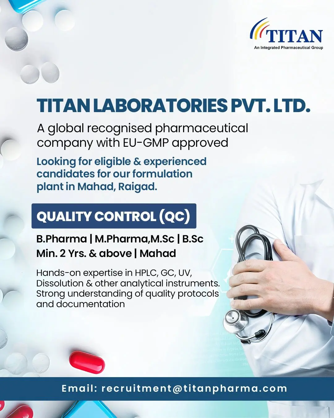 Titan Laboratories Hiring Quality Control (QC) 2 Titan Laboratories Hiring Quality Control (QC)