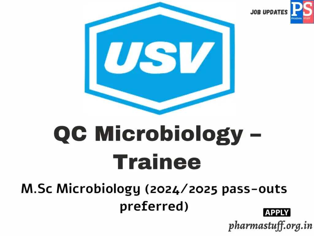 USV Hiring M.Sc Microbiology Freshers Jobs 1 USV Hiring M.Sc Microbiology Freshers Jobs
