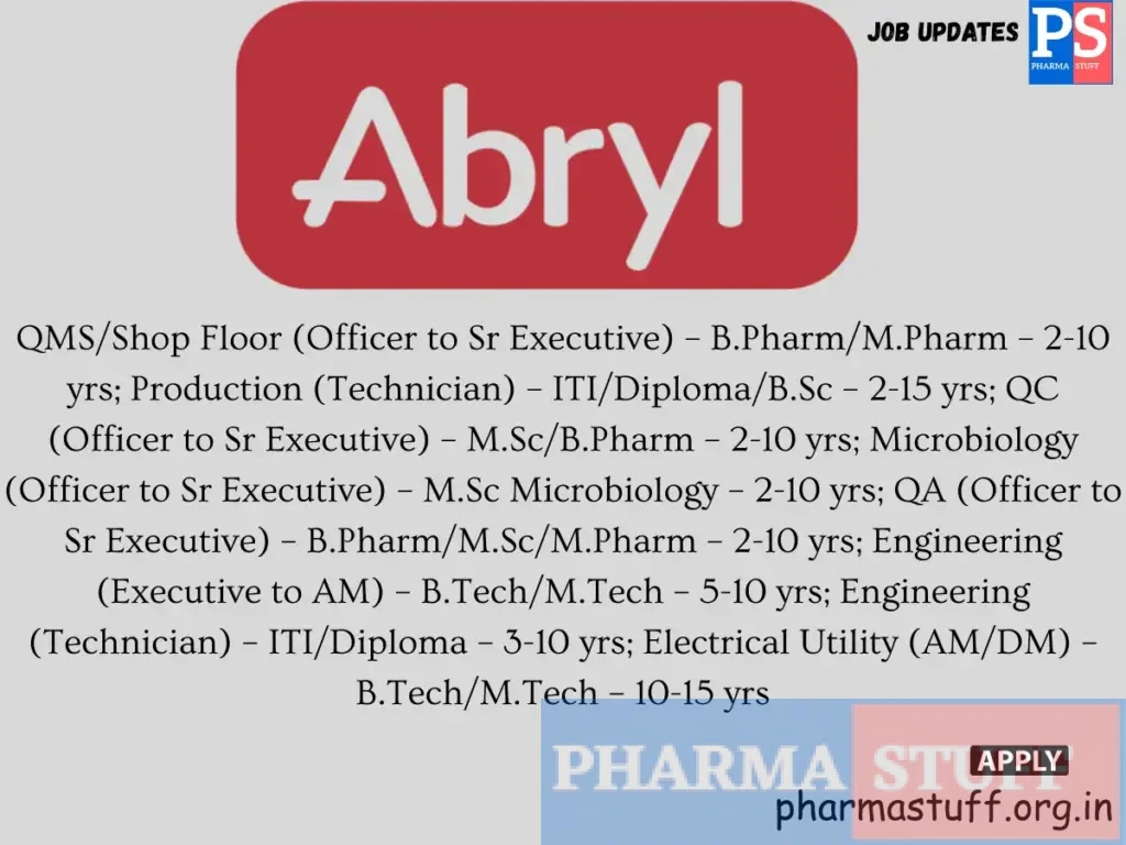 Abryl Laboratories Walk-in Quality, Production, Microbiology, Engineering,