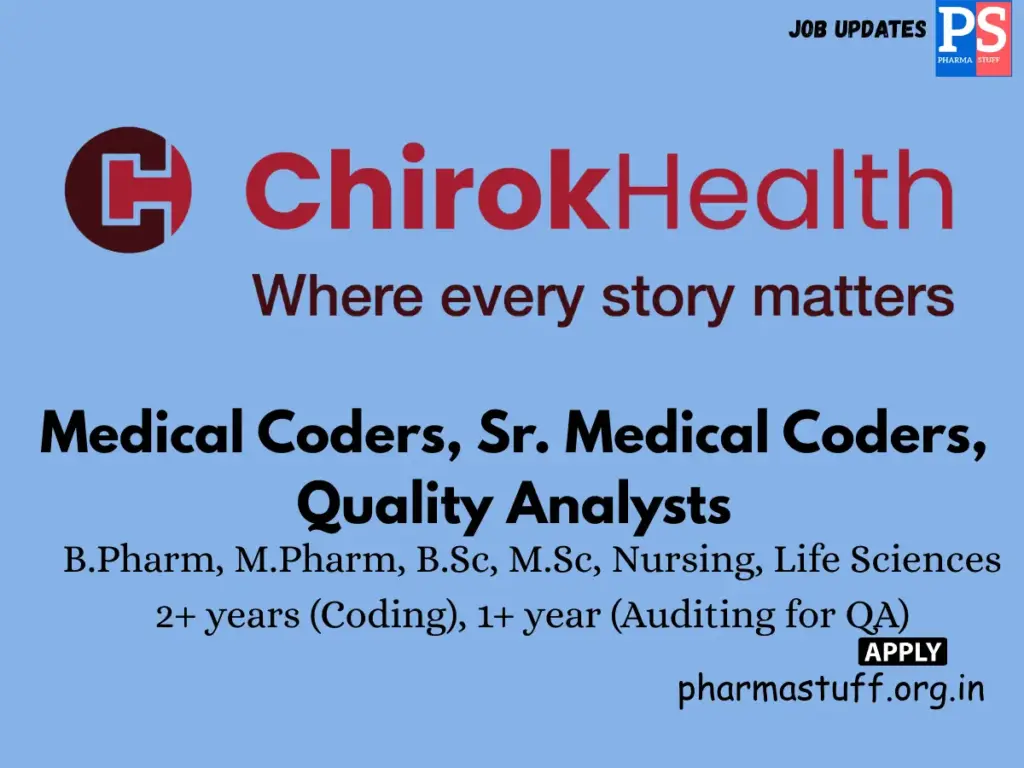 ChirokHealth walk-in Medical Coders & Quality Analyst