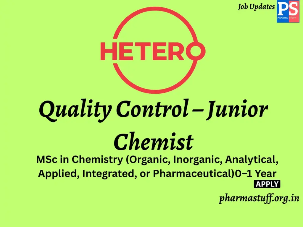 HETERO Hereng Quality Control-Junior Chemist