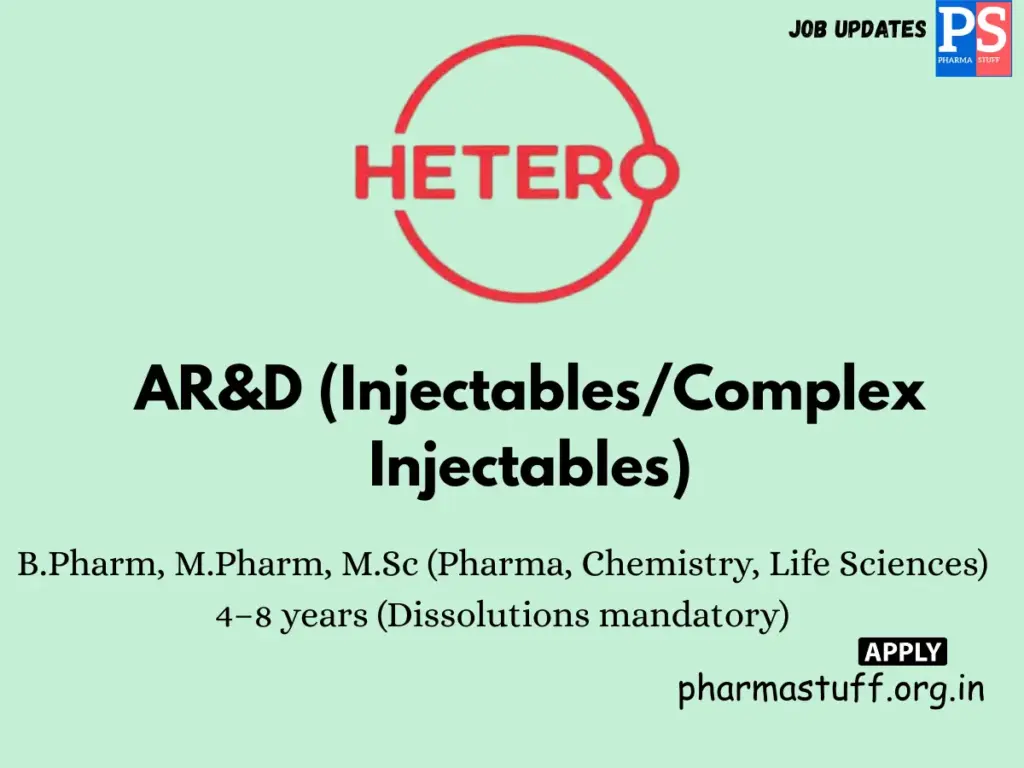 Hetero hiring AR&D (Injectables/Complex Injectables)