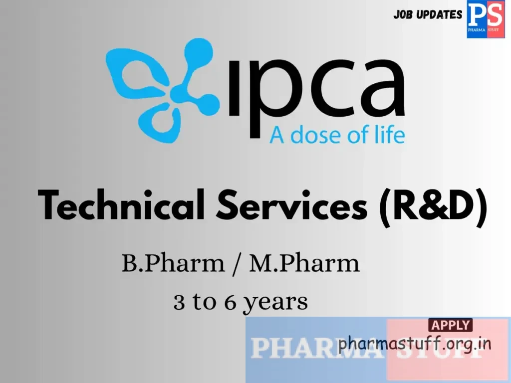 Ipca Laboratories Hiring Technical Services (R&D)