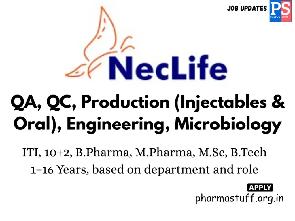 Nectar Lifesciences Walk-in QA, QC, Production (Injectables & Oral), Engineering, Microbiology