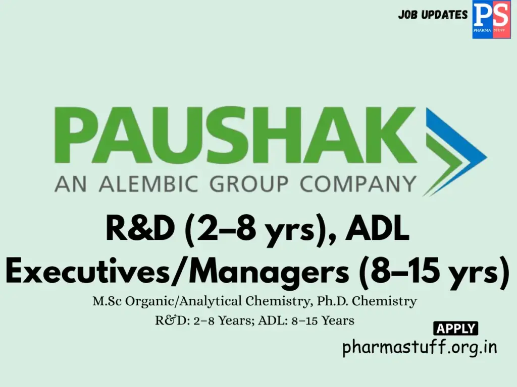 Paushak Walk-in Research & Development, Analytical Development Laboratory