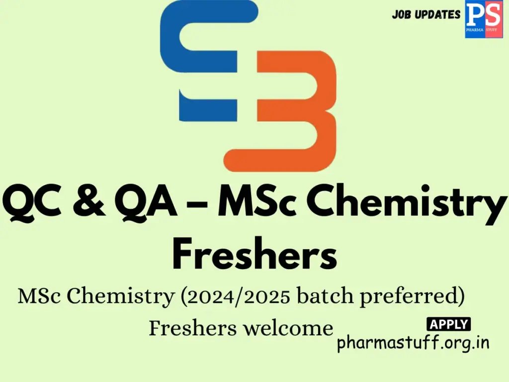 SThree Chemicals Hiring QC & QA – MSc Chemistry Freshers
