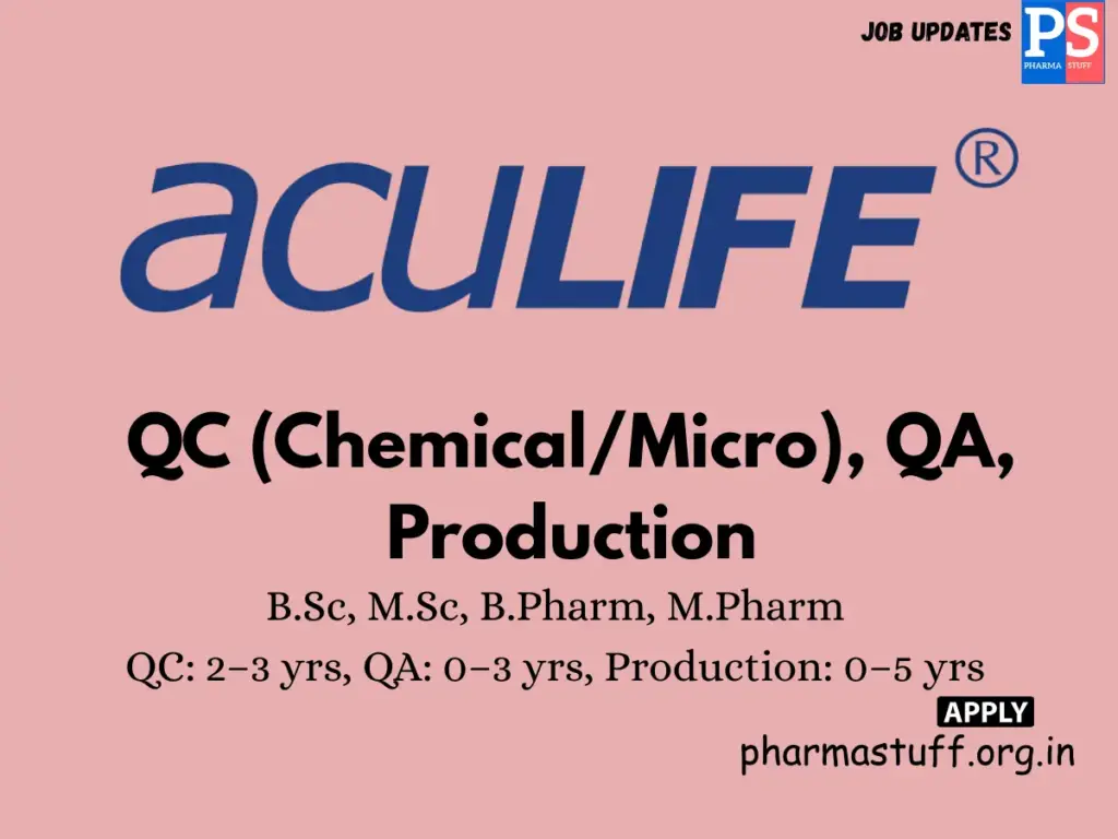 Aculife Healthcare Walk-in QC, QA & Production