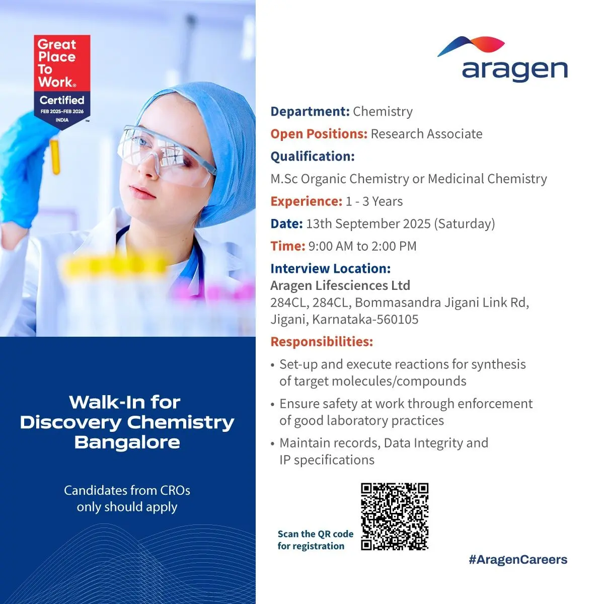 Aragen Lifesciences Walk-in Research Associates