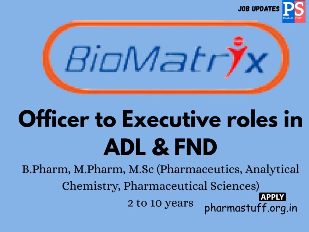BioMatrix Walk-in Officer to Executive roles in ADL & FND