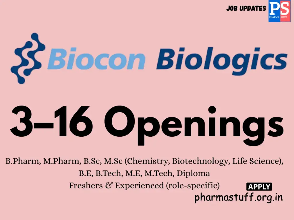 Biocon Biologics Walk-In Engineering & Manufacturing