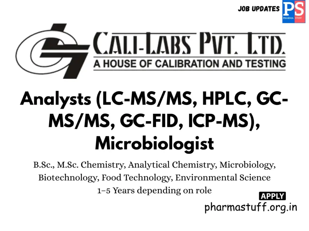 Cali-Labs Hiring Analysts (LC-MSMS, HPLC, GC, ICP-MS) & Microbiologists