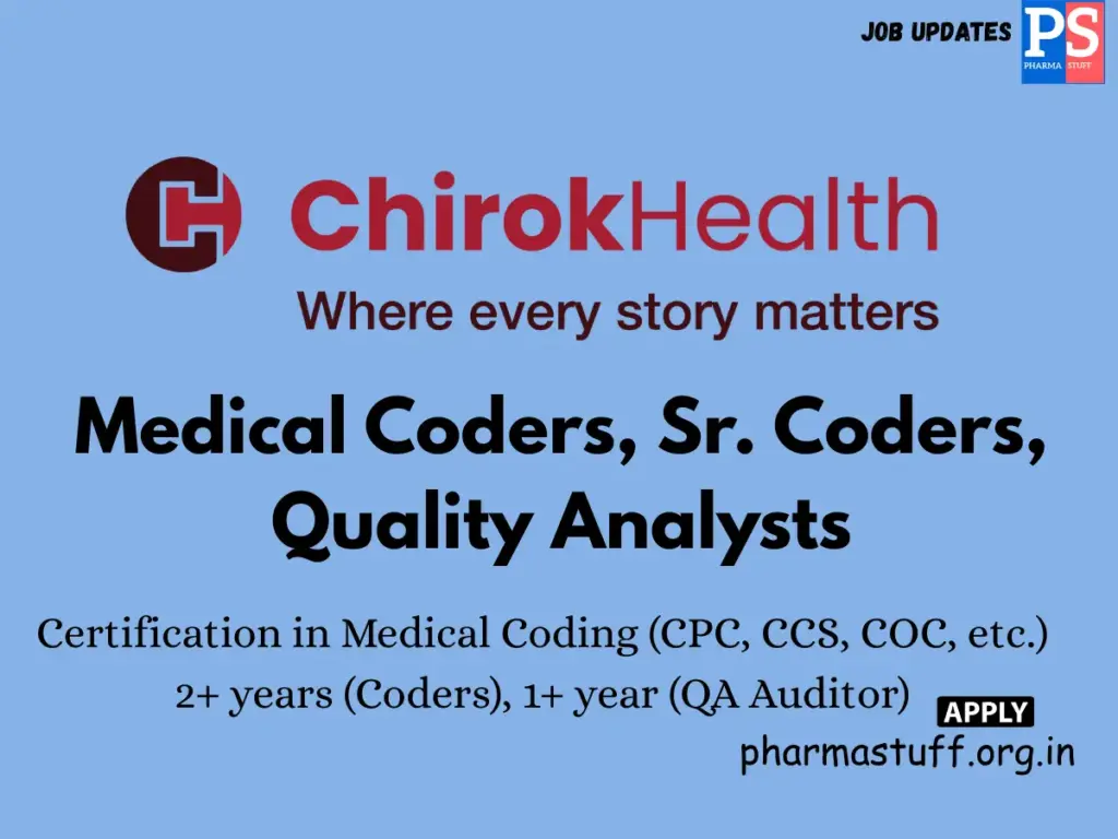 Chirok Health Hiring Medical Coders, Sr. Coders, Quality Analysts