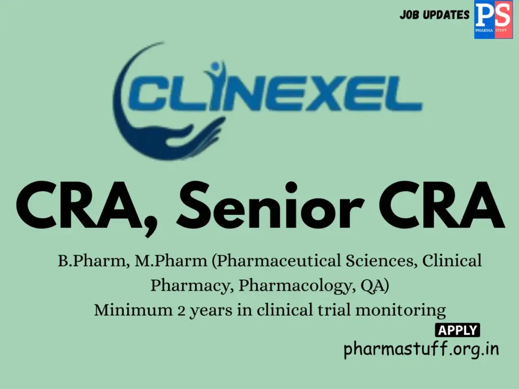 Clinexel Hiring CRA, Senior CRA