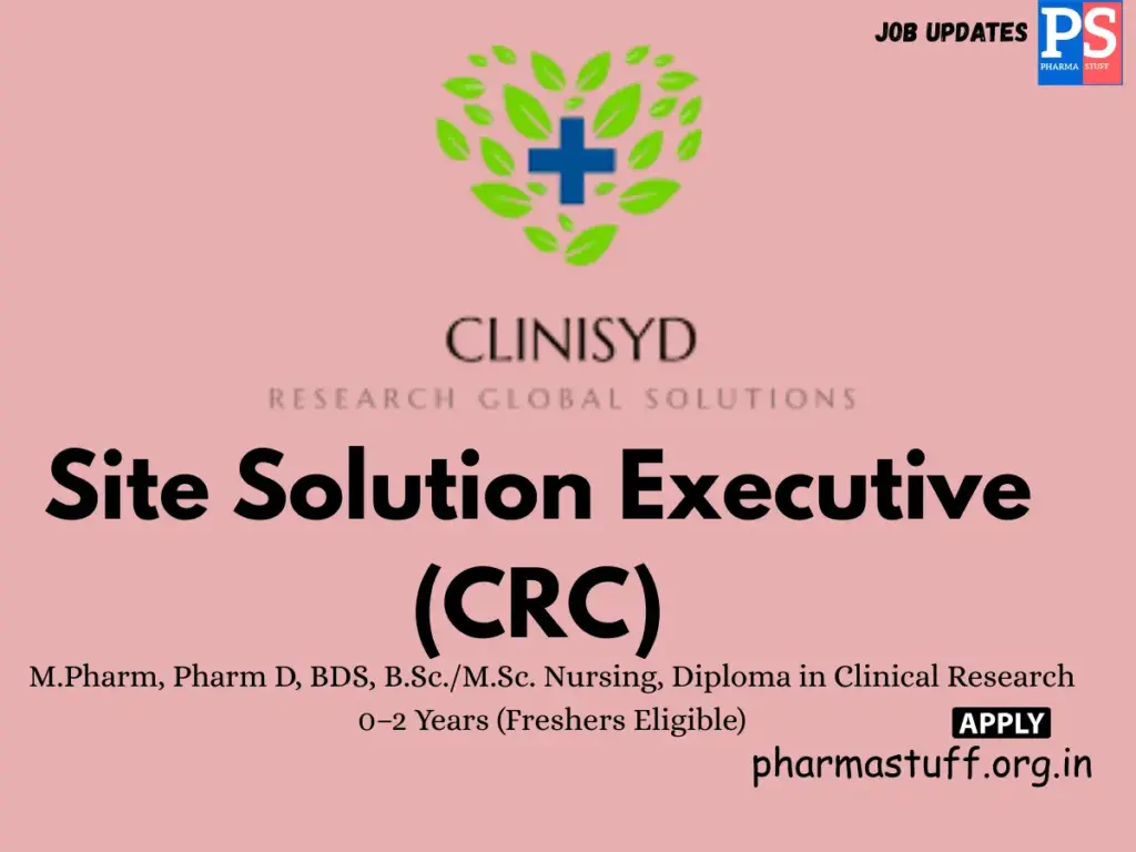 CliniSyd Research Hiring Site Solution Executive (CRC)