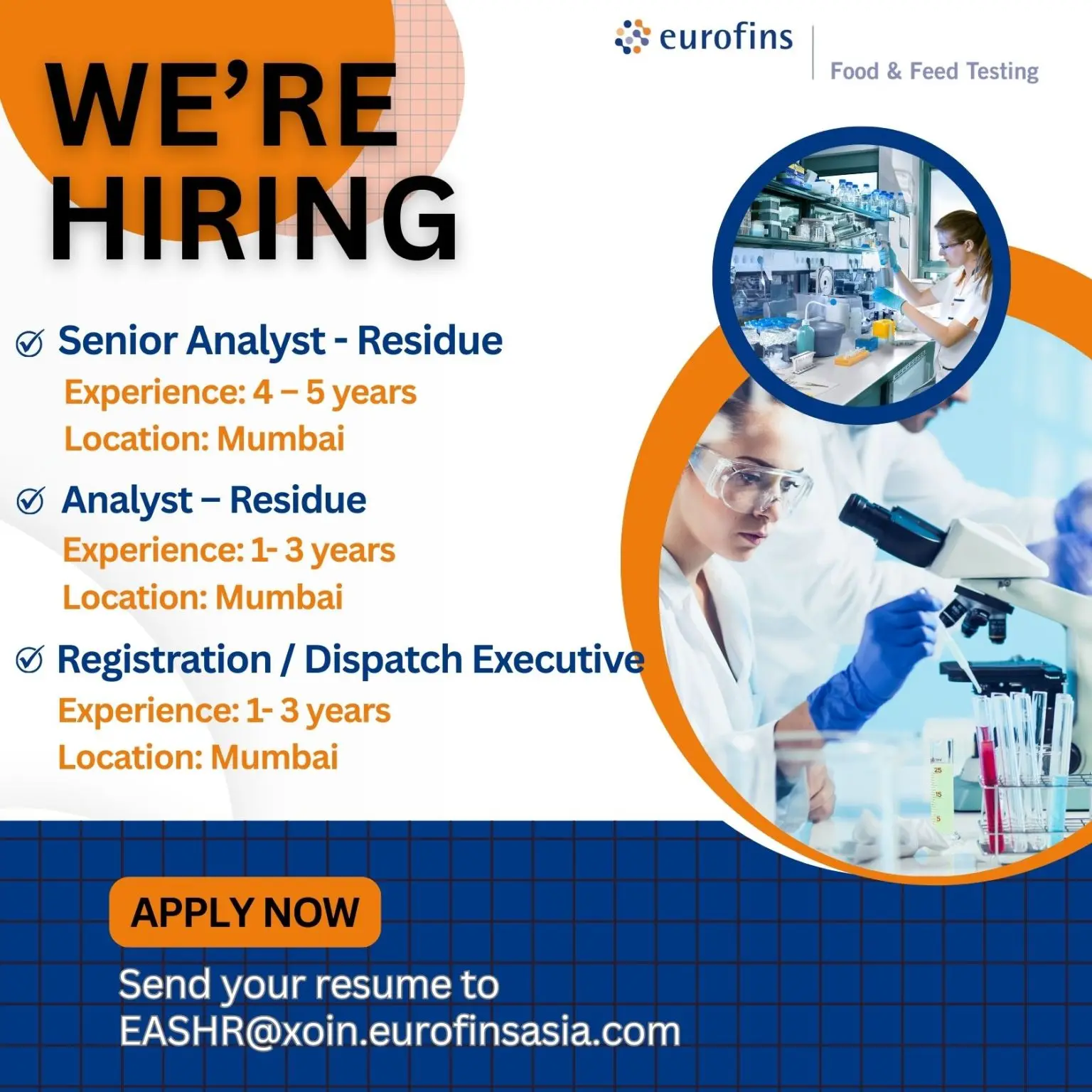 Eurofins Hiring Analysts & Executive – Food & Feed Testing (1)