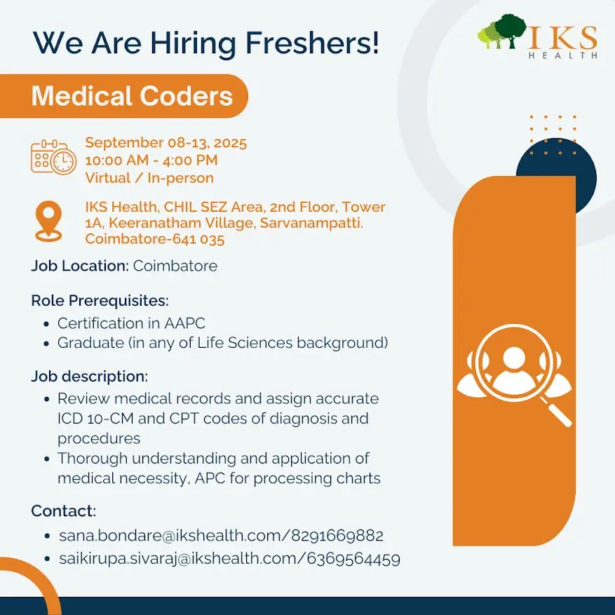 IKS Health Walk-In Freshers – Medical Coders