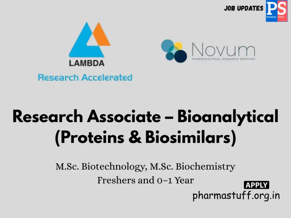 Lambda-Novum Pharmaceutical Research Services Hiring Research Associate – Bioanalytical