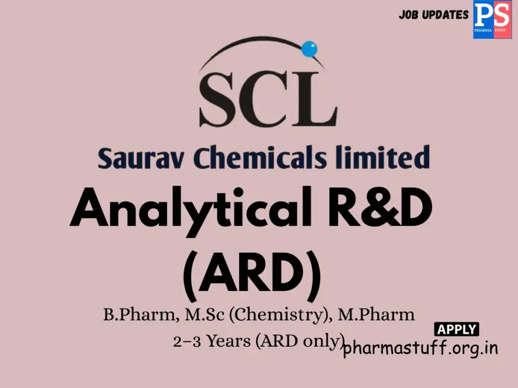 SCL Lifesciences Hiring Analytical Research & Development (ARD)