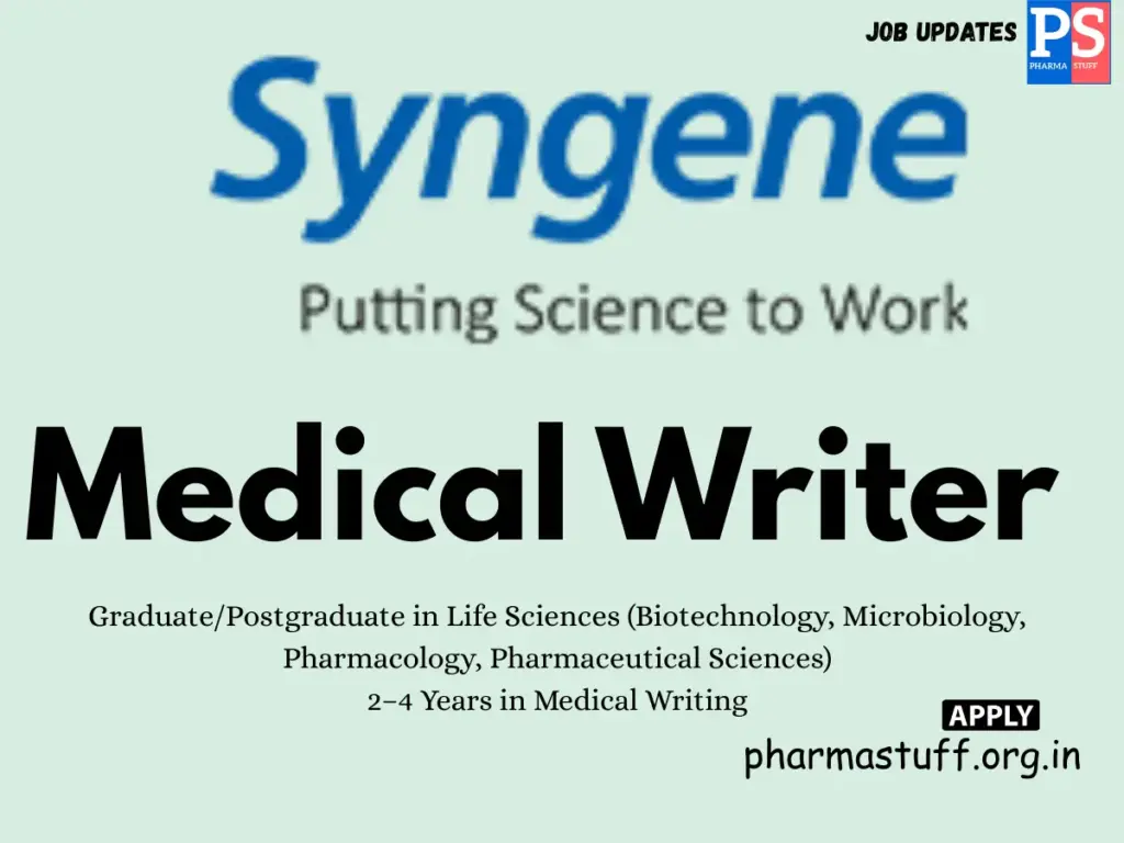 Syngene International Hiring Medical Writer