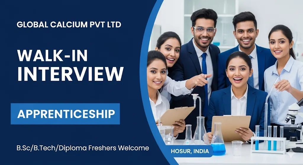 BSc, Diploma, B Tech Apprentice Walk-In | Global Calcium