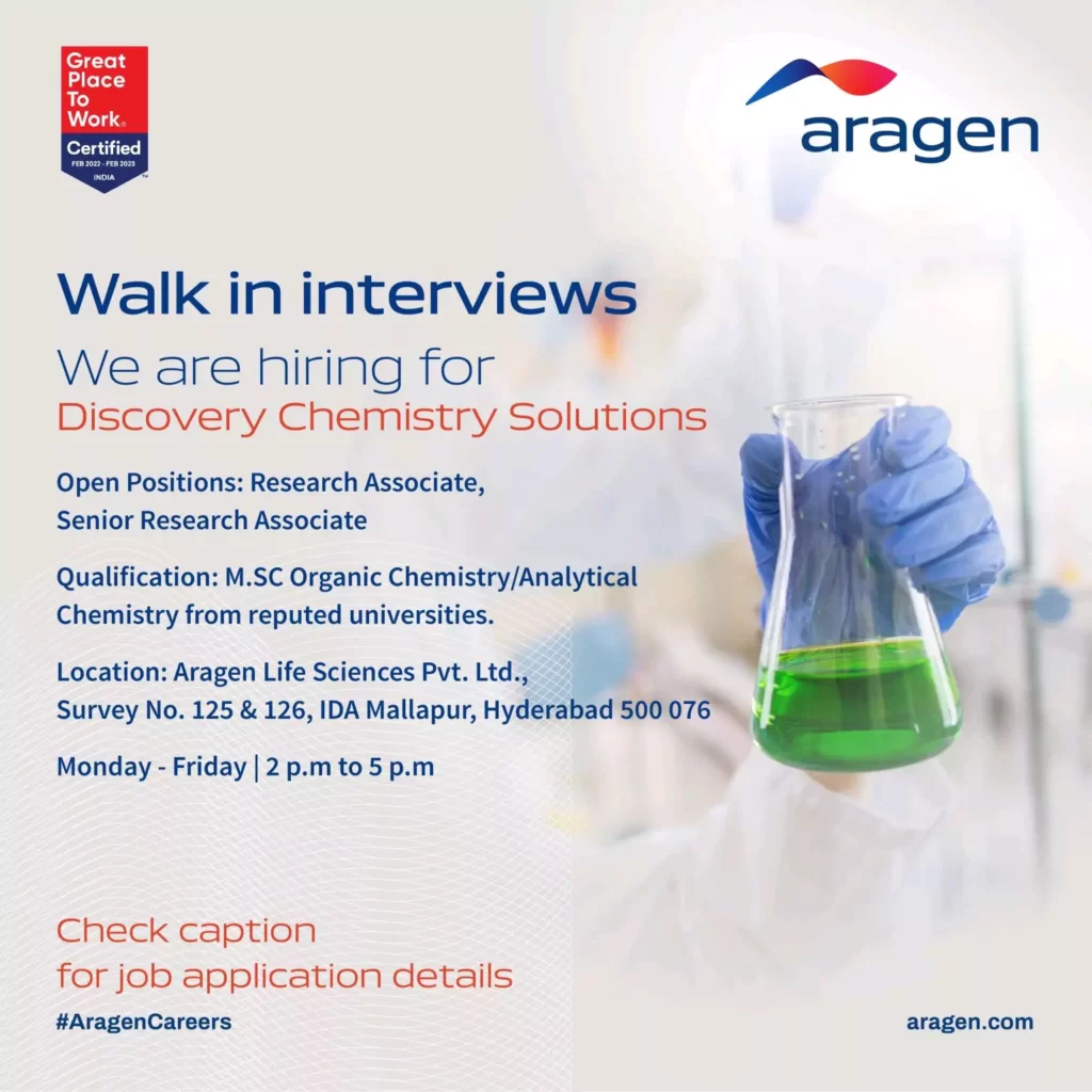 aragen lifesciences discovery solutions department job openings 2022