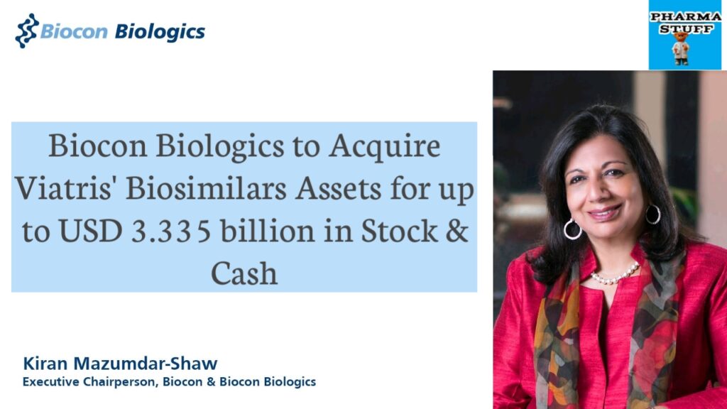 biocon biologics to acquire viatris biosimilars assets for up to usd 3335 billion in stock and cash