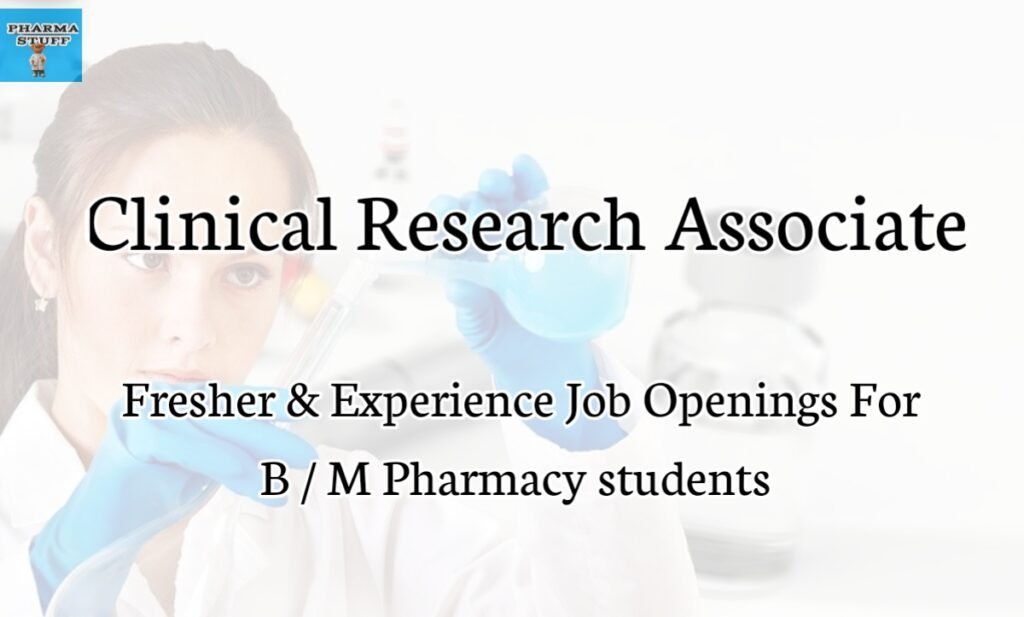 clinical research associate fresher jobs