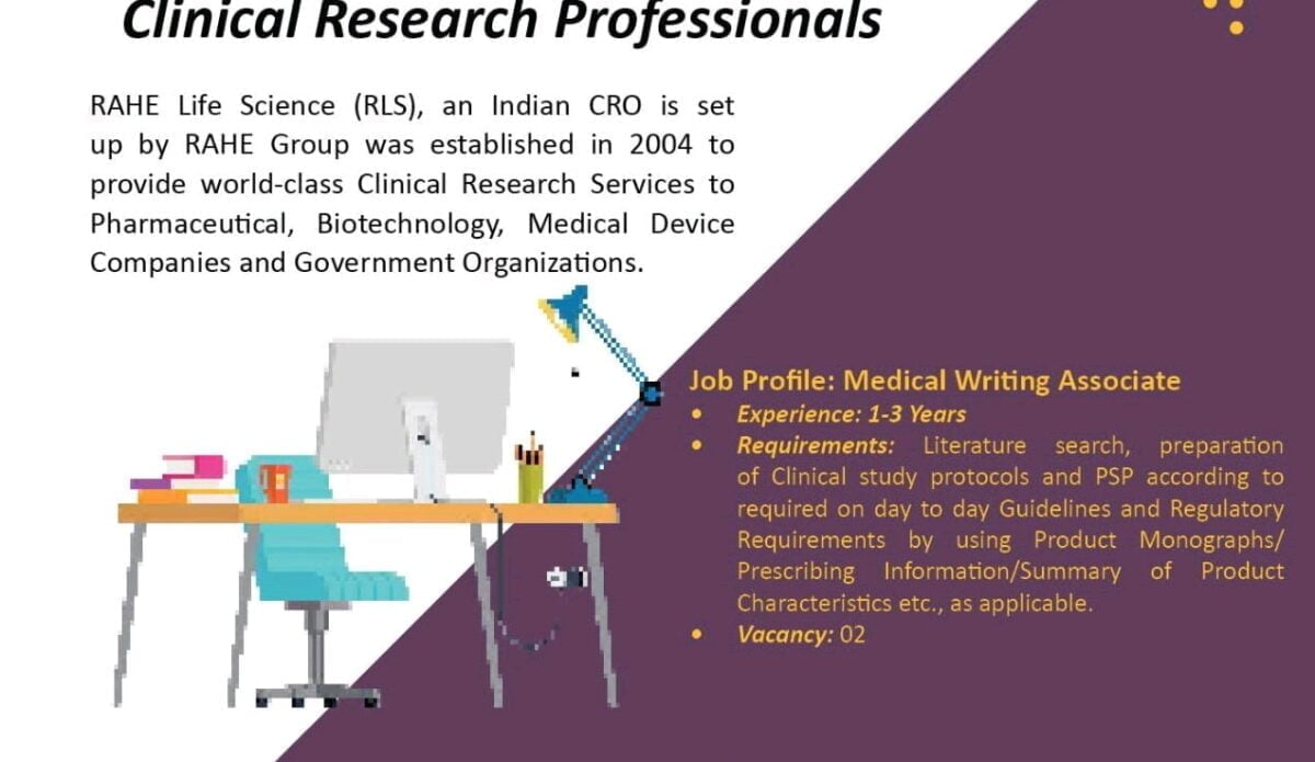 Clinical Research Associate, Medical Writer Job vacancies 2022