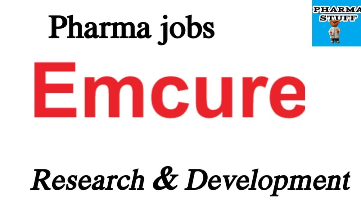 Emcure Pharmaceuticals Hiring R&D Reviewer, Research Associate, ADL Job Vacancies in ahamadabad plant